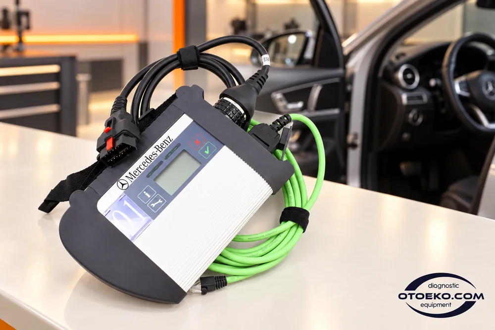 Preparing the Mercedes C4 DoIP for examining vehicle electronic systems.